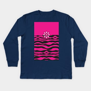 The Katy Phone / Black & Fuchsia Fantasy Zebra Kids Long Sleeve T-Shirt